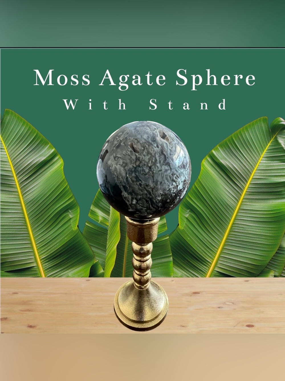 Big Moss Agate Sphere With The Stand  NWOT